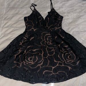 Chic Black and Brown Floral Mini Dress